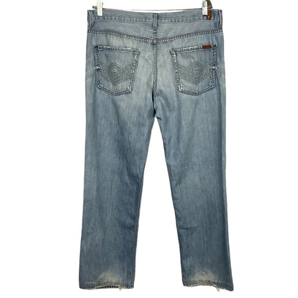 7 For All Mankind 7FAM Mens Slouchy Fit Button Fly Jeans Light Wash sz 36 x 31 - Picture 2 of 13
